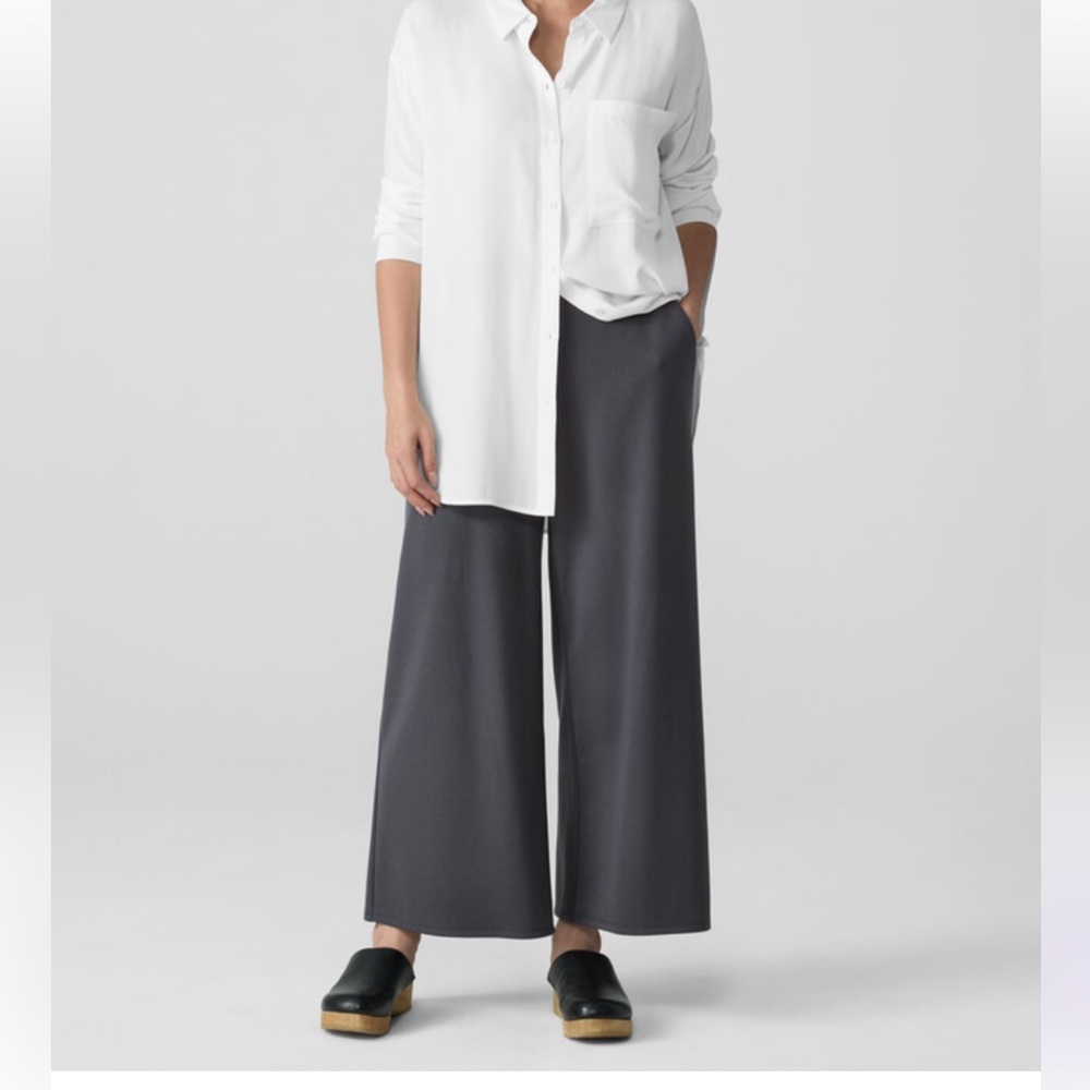Eileen Fisher Lightweight Ponte Wide-Leg Pants in “ebony” - Picture 5 of 12
